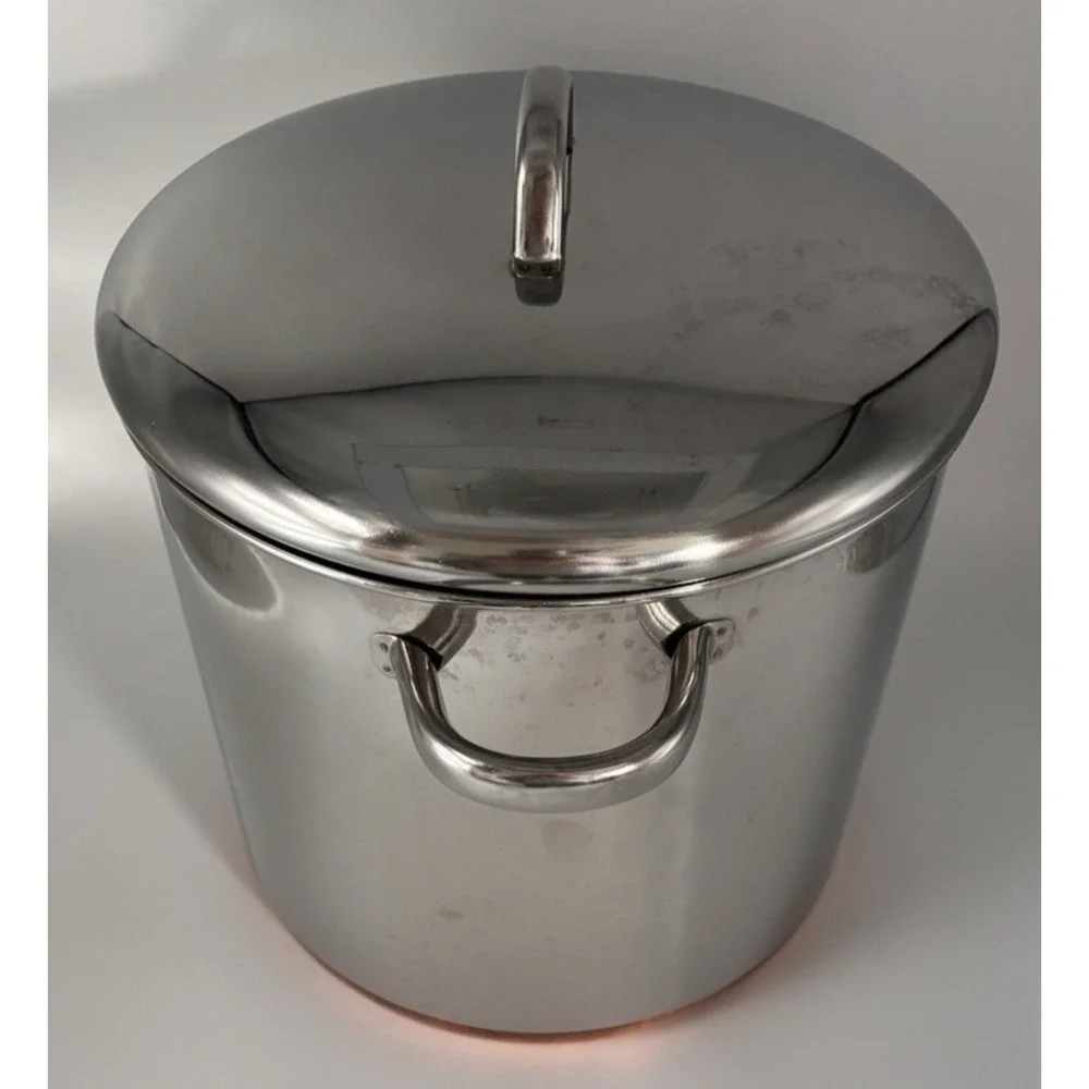 Revere Ware 12 Qt Stock Pot w/ Lid 1801 Copper Bottom Clinton IL USA Kitchen 98d